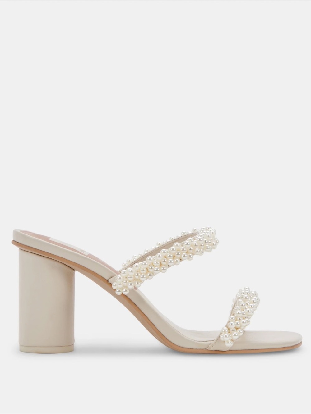 Dolce Vita Pearl-Embellished Ivory Block Heel Noel Sandals